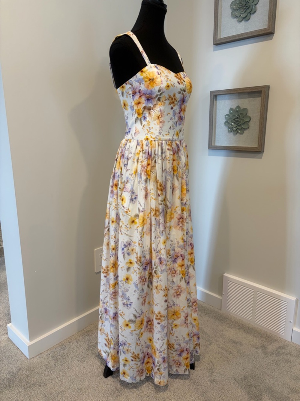 Aqua Blu Floral Cotton & Silk Wedding Guest Formal Dress With Pockets NWT! - Picture 3 of 16